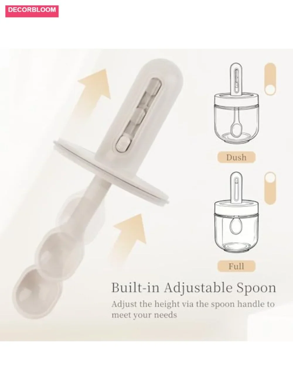 6-Piece Glass Spice Jars with Adjustable Spoon, Airtight Lids, 300ml